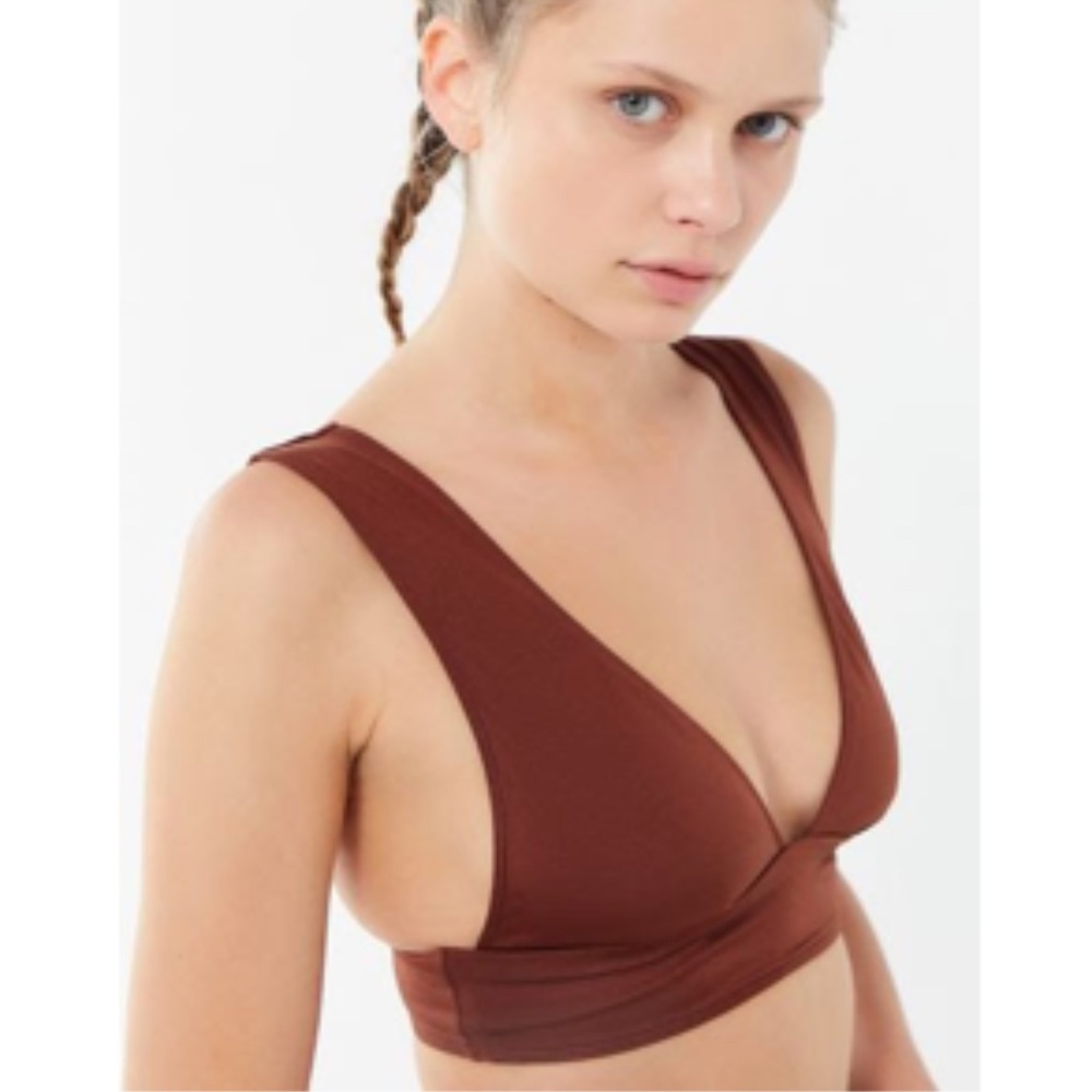 Shimmer Solid Deep Plunge Bikini Top